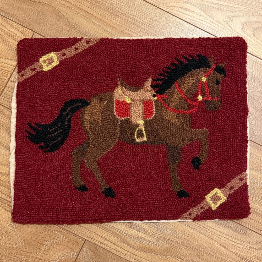 Handmade Needlepoint Ralph Lauren Hermes Style Horse Pillow Case Decorative